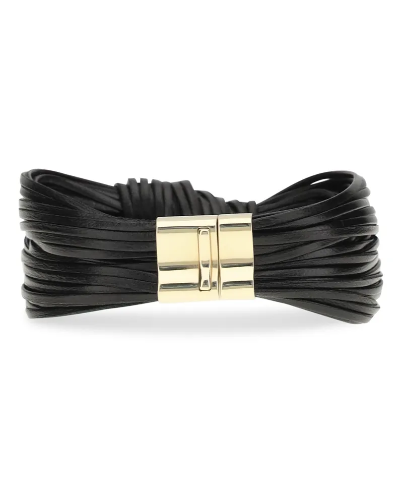 Bottega Veneta Women's Leather Bracelet Knot Black Silver Bracelets Black