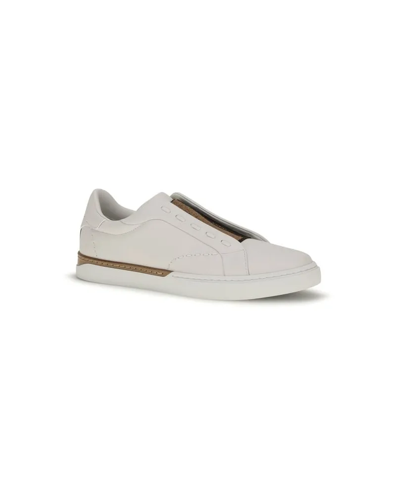 Fendi Men's White Calf Leather Bos Taurus Low Top Sneakers White