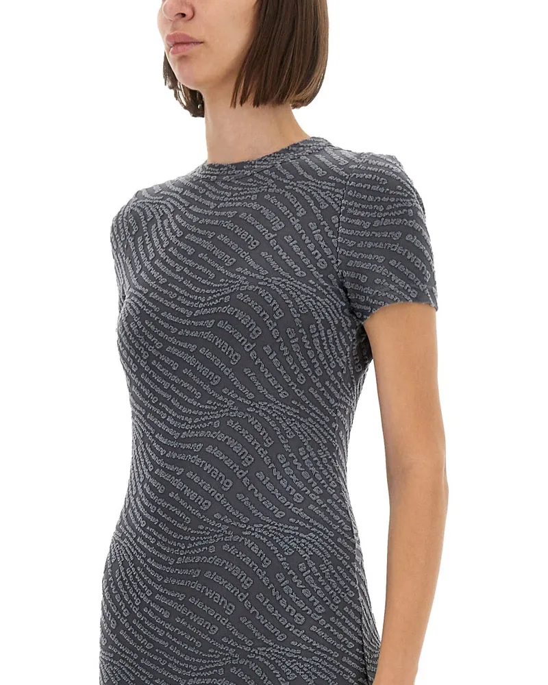 Alexander Wang Logo Jacquard Mini Dress — Gray Gray
