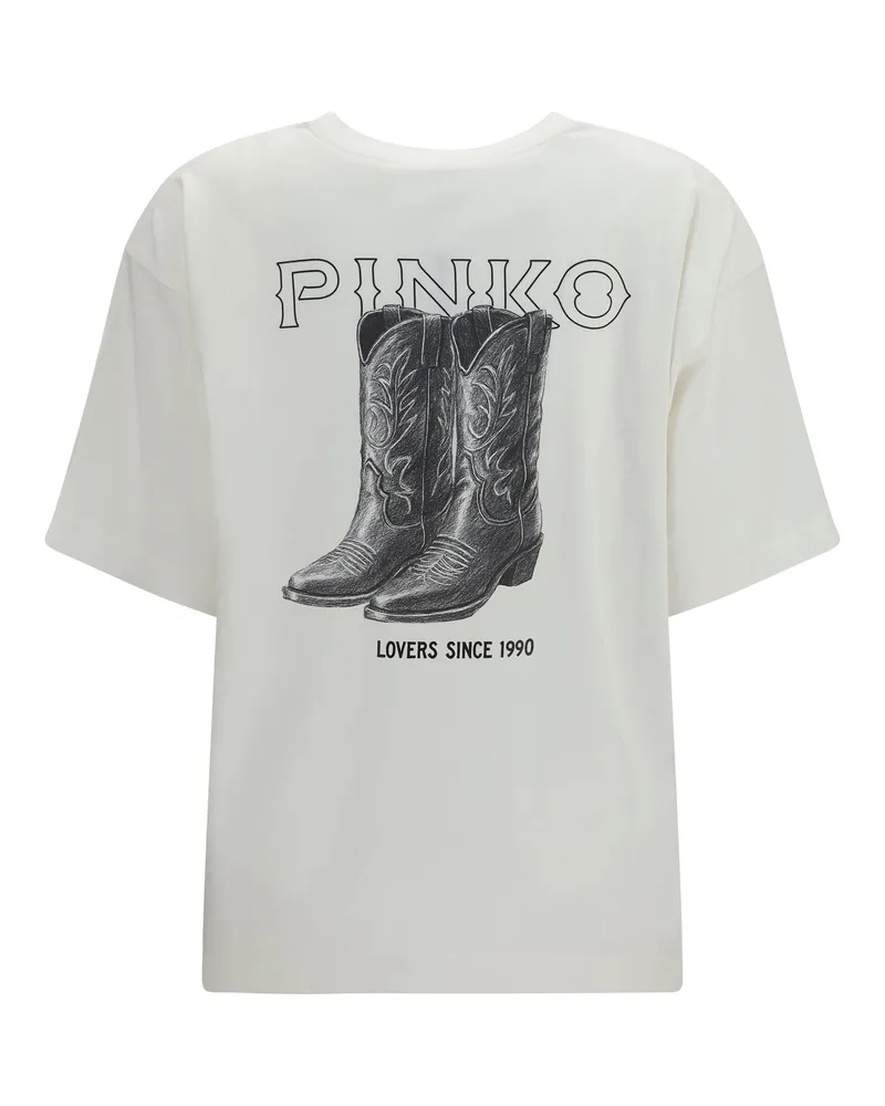Pinko Women's Carmagnola T-Shirt Bianco-Biancaneve Cotton T-Shirts And Polos White