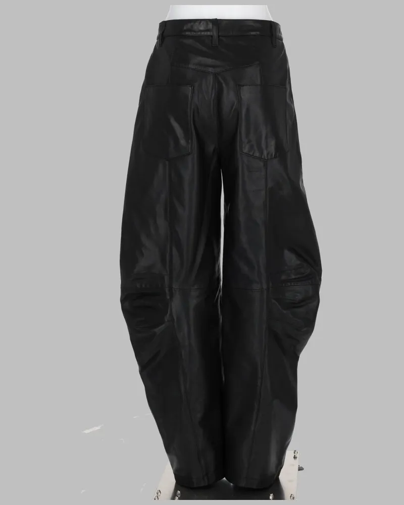 ROTATE Birger Christensen Leather Cargo Trousers — Black Black