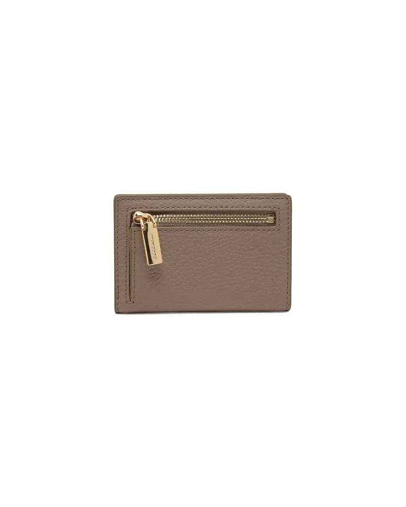 Coccinelle Grained Cowhide Card Case — Taupe Taupe