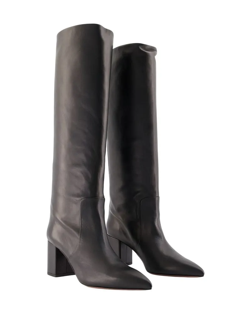 Paris Texas Women's Anja 70 Boots -  Leather Black Calfskin Shoes Black