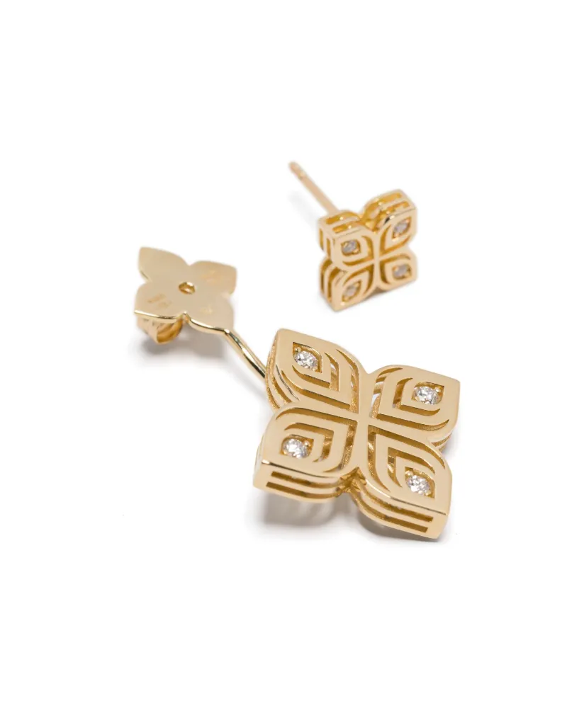 Roberto Coin Women's 18kt Yellow Gold Arabesque Flower Diamond Earrings Ss25 W Gold