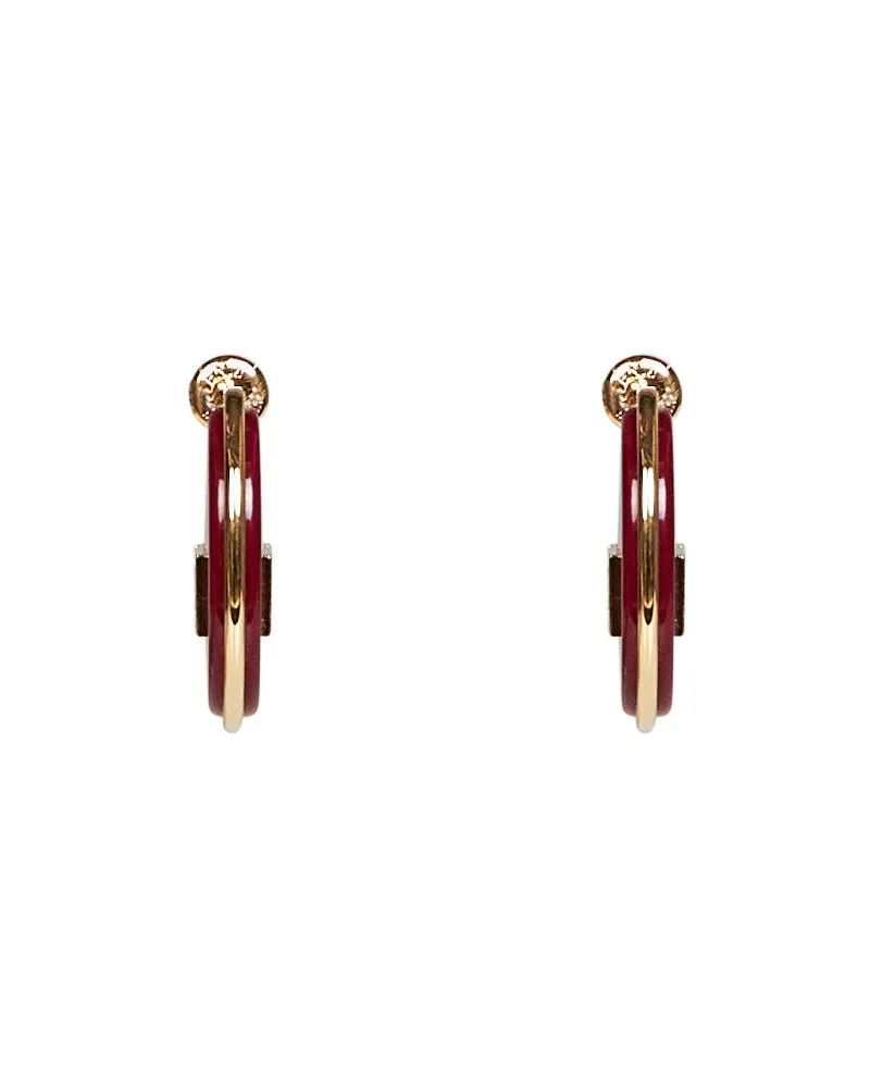 Fendi Women's Oval Hoop Earrings Forever Burgundy Resin Red
