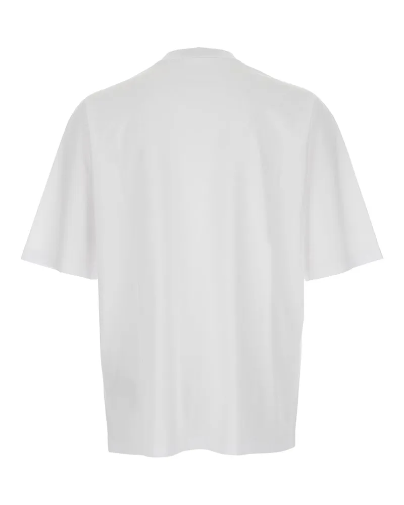 Dsquared2 Men's White Crewneck T-Shirt With Maxi Print Cotton T-Shirts And Polos White