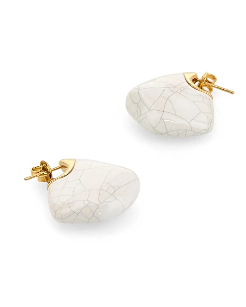 Bottega Veneta Women's Finn Earring White Ceramic Silver Earrings White