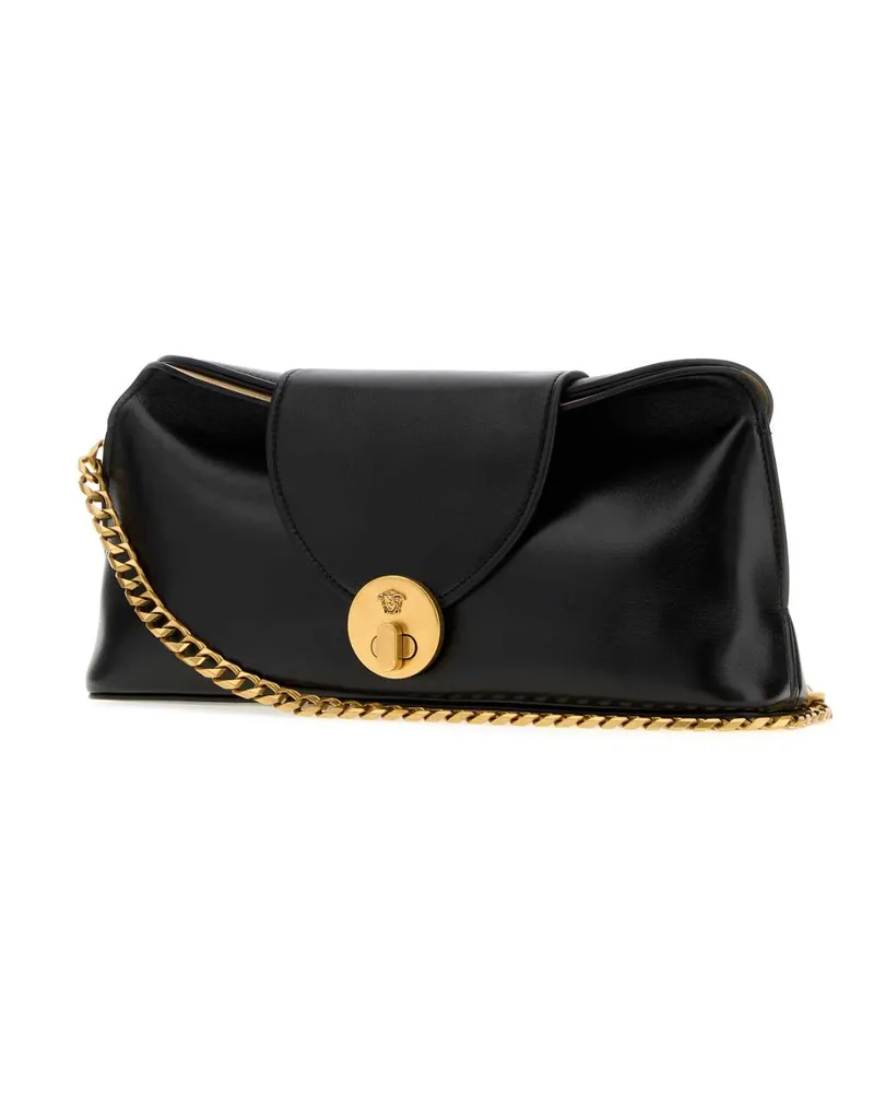 Versace Chain-Trimmed Clutch — Black Black