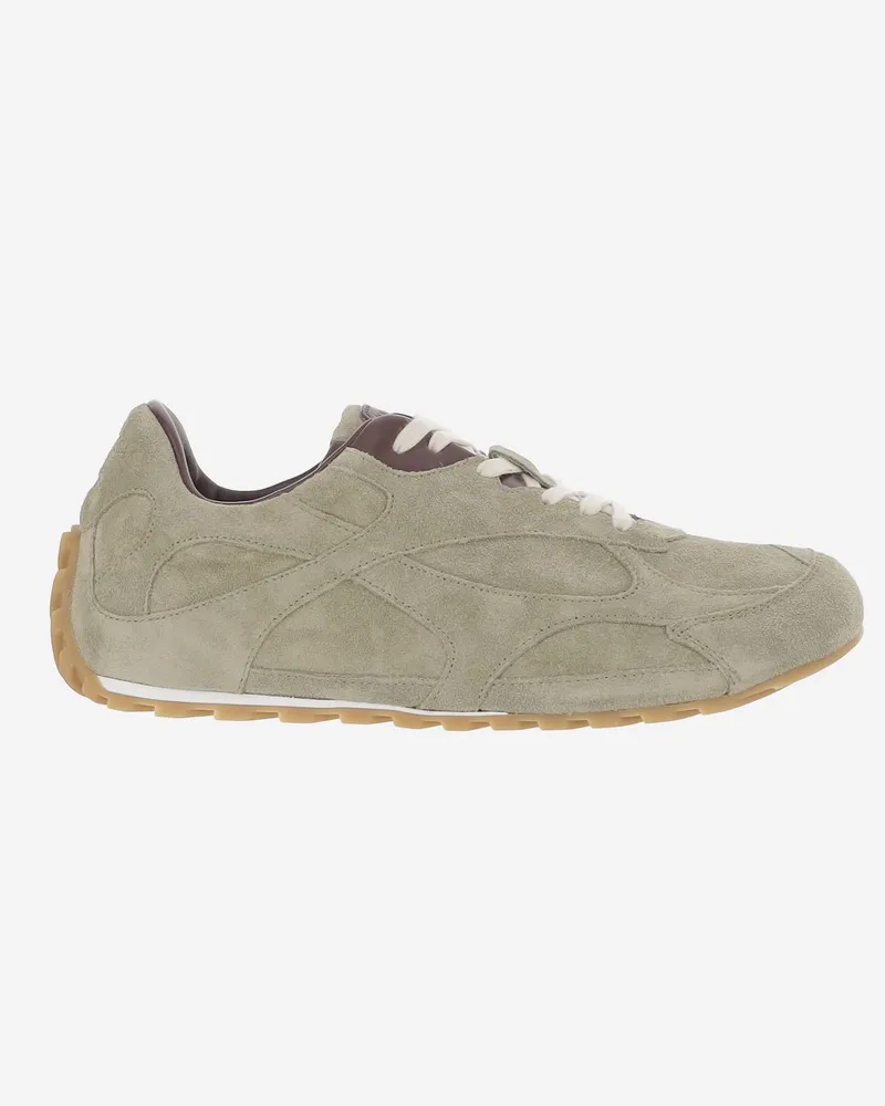Bottega Veneta Women's Sneakers Orbit Flash Suede Light Green Calf Leather Trainers Green