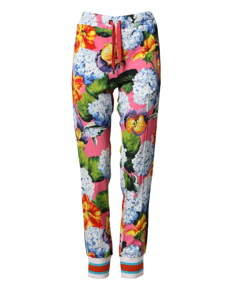 Dolce & Gabbana Women's Multicolor Floral Mid Waist Jogger Pants 04+vi Multicolor