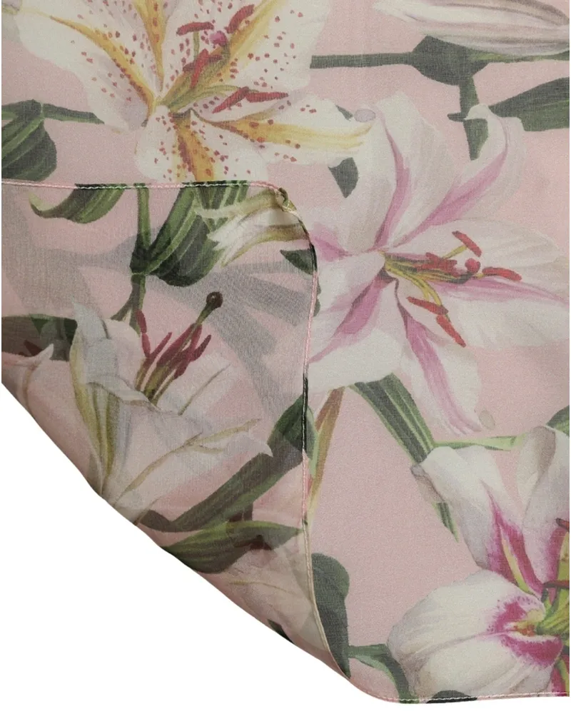 Dolce & Gabbana Silk Floral Chiffon Scarf — Pink Pink