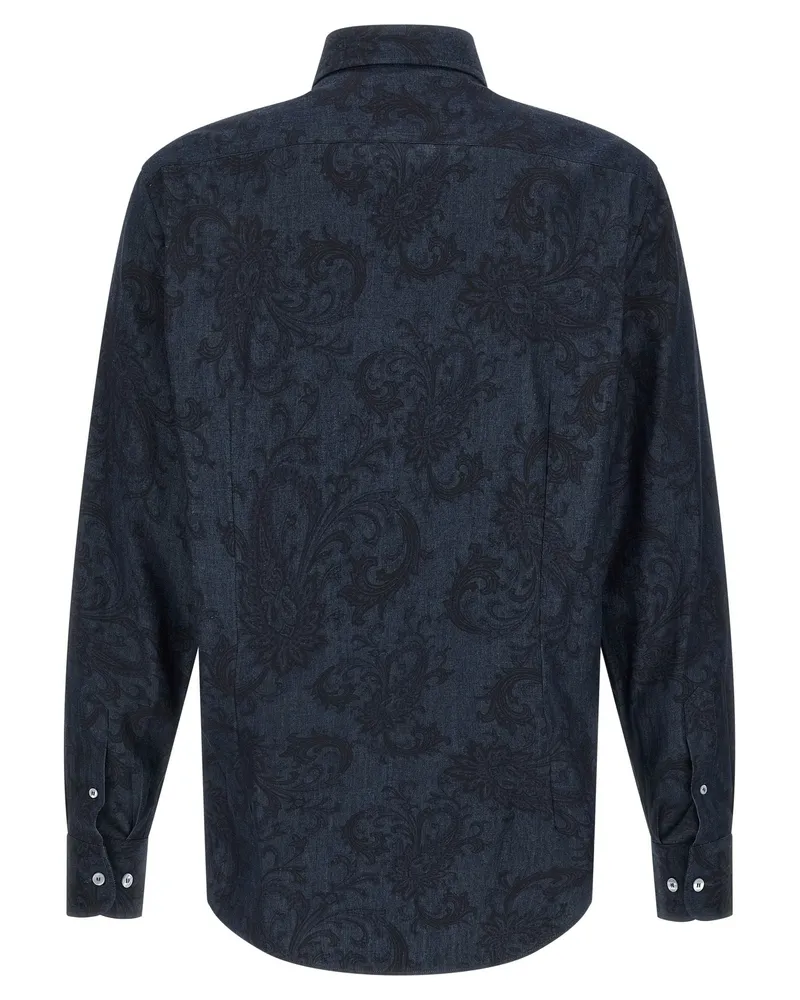 Etro Paisley Ramage Denim Shirt — Navy Navy