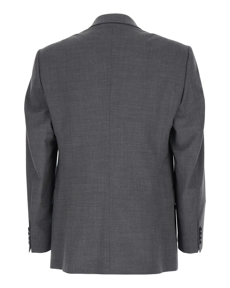 Emporio Armani Men's Double-Breasted Jacket Grey Wool Virgin Blazers Gray