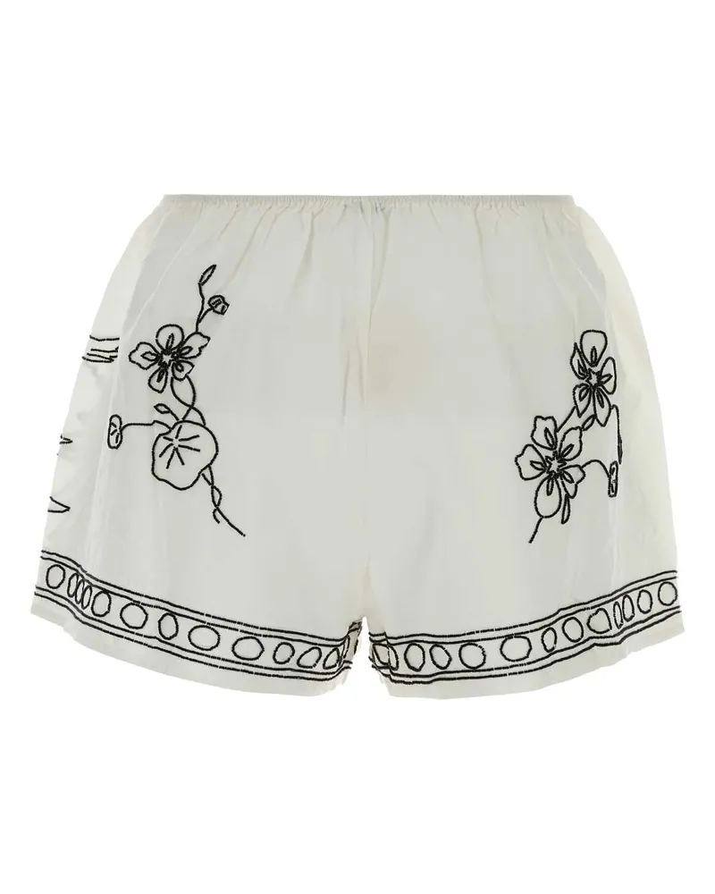 BODE Beaded Cockatoo Tap Bermudas — White White