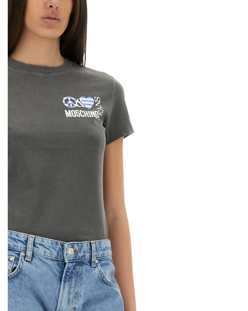Moschino Logo-Print Cotton T-Shirt — Black Black