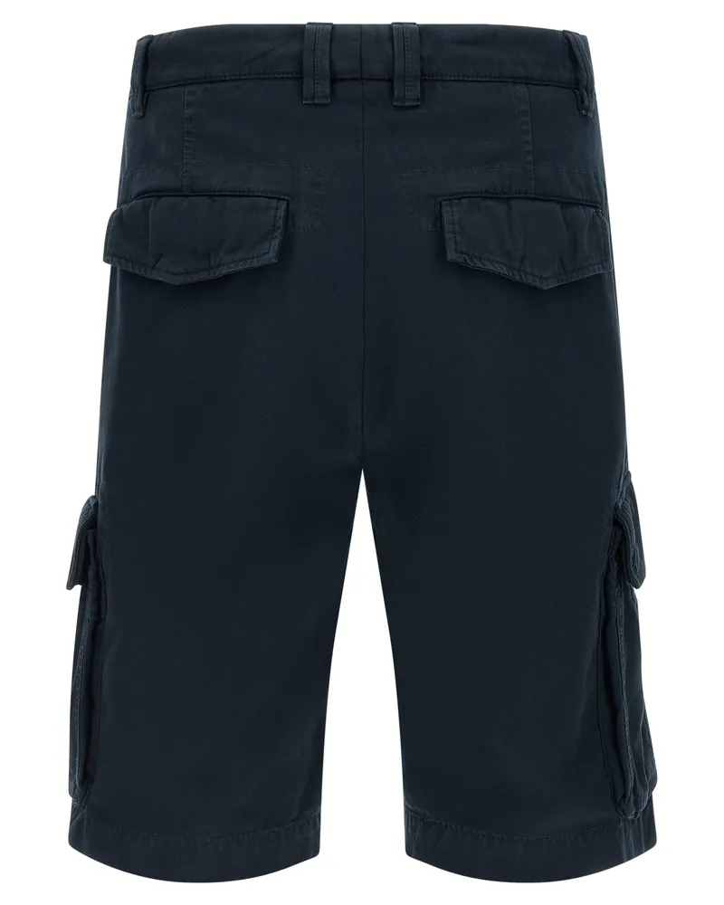 Brunello Cucinelli Twisted Cotton Gabardine Cargo Shorts — Navy Navy