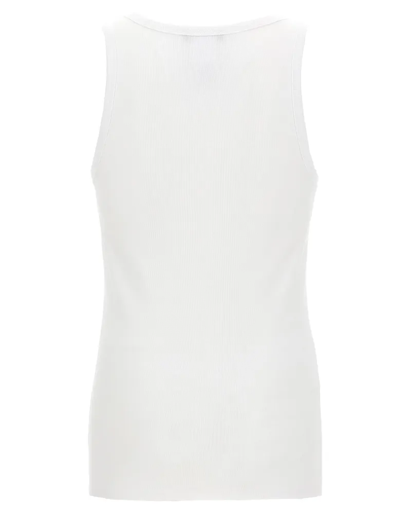 Versace Men's White Cotton Sleeveles T-Shirt White