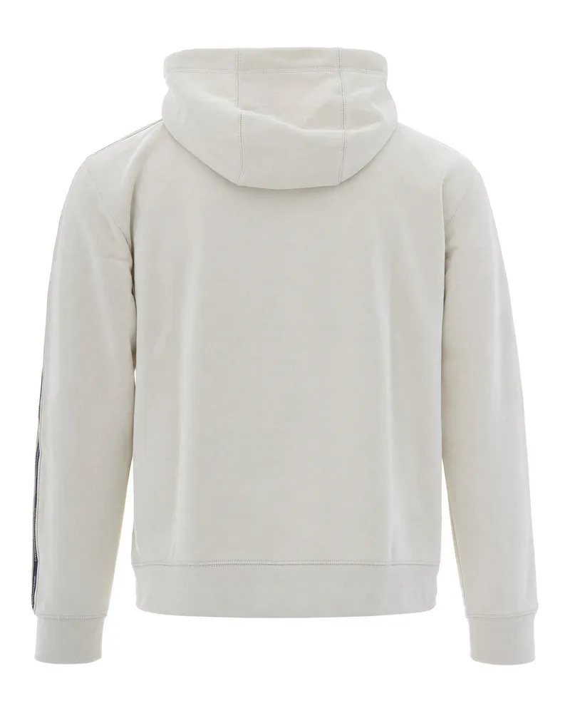 EA7 Logo-Striped Full-Zip Hoodie — Beige Beige