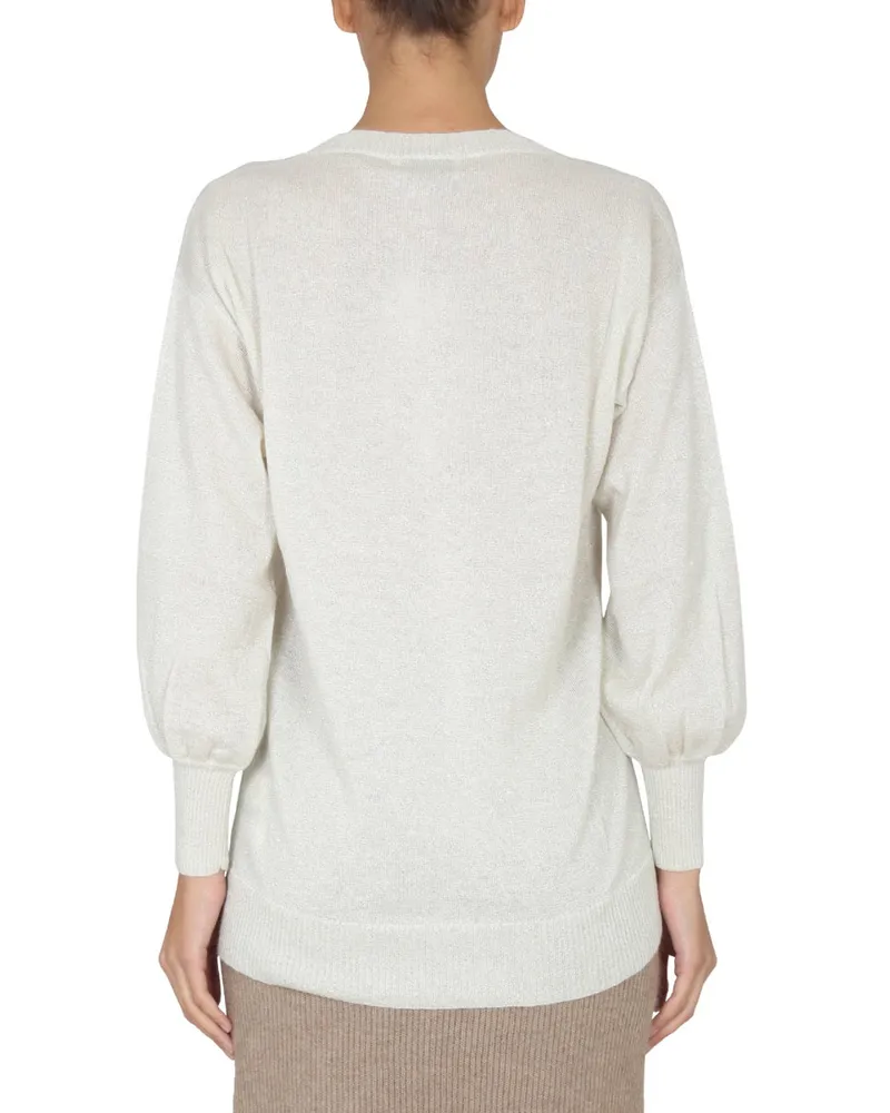 Fabiana Filippi Ribbed V-Neck Sweater — White White