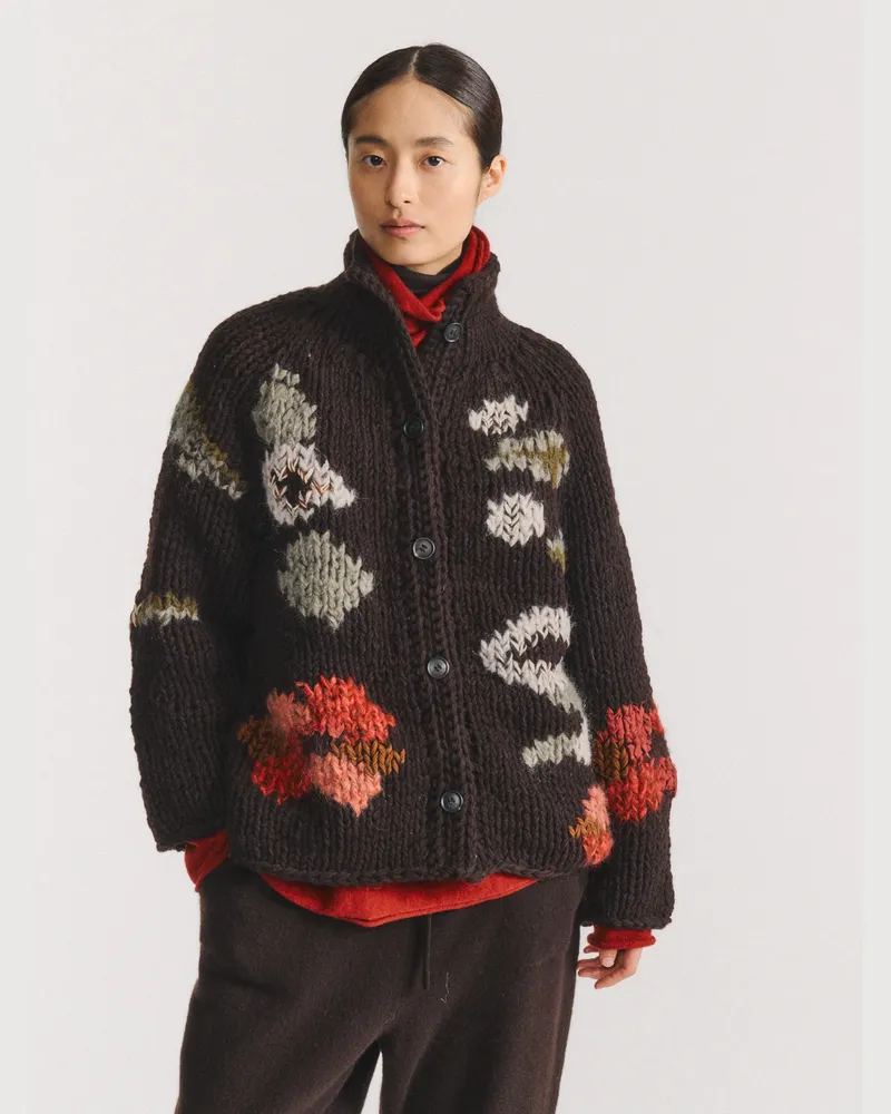 Casey Casey Women's Flora Cardigan Brown Sweater Black