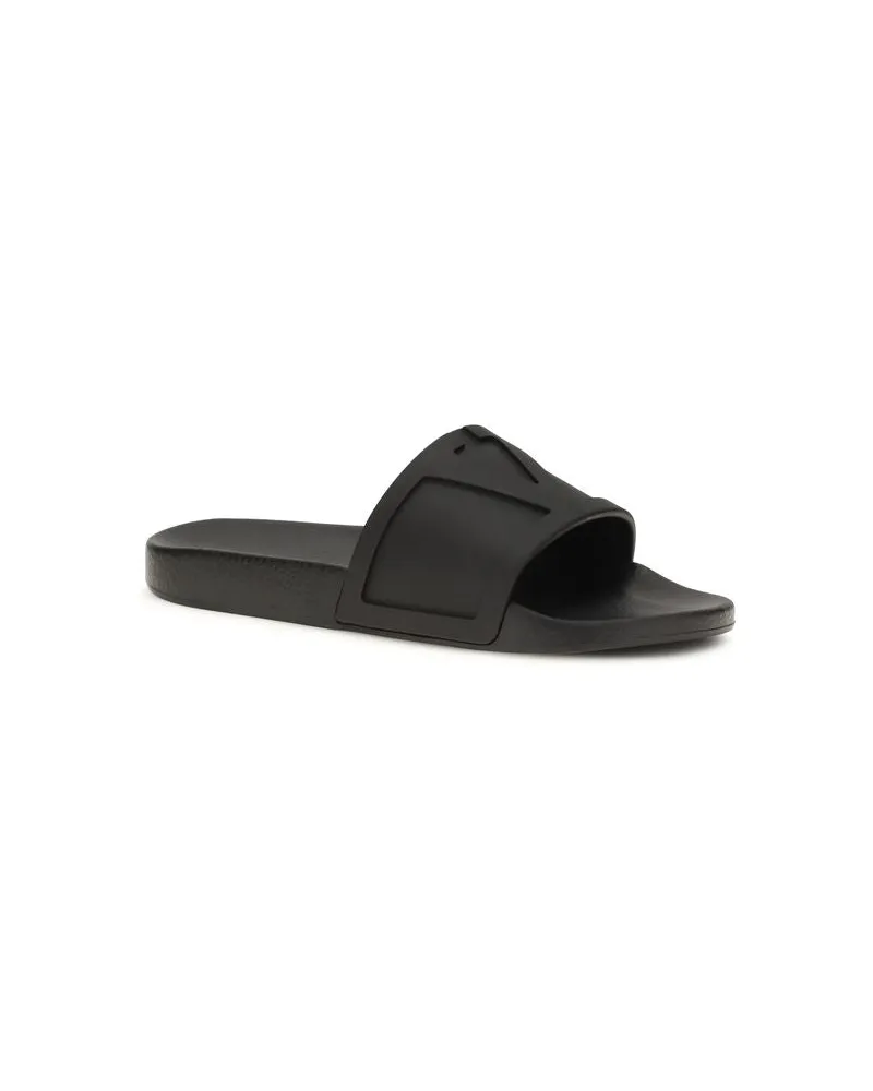 Valentino Garavani Men's Black Rubber Flat Sandals Black