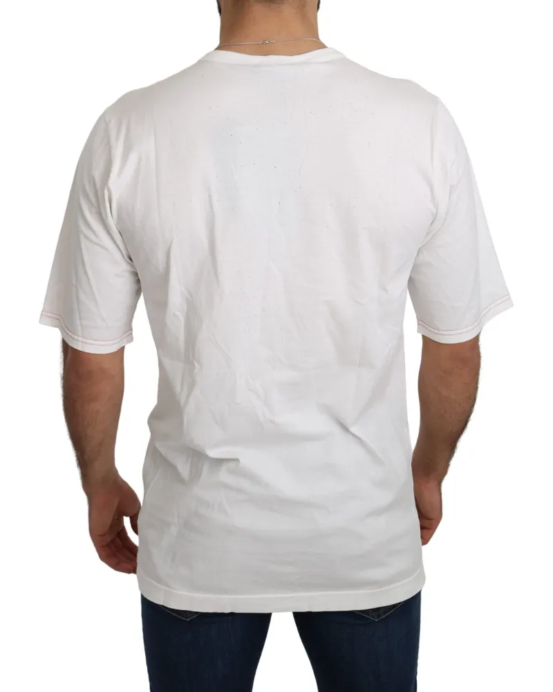 Dolce & Gabbana Men White Leopard Royal Top T-Shirt Cotton White