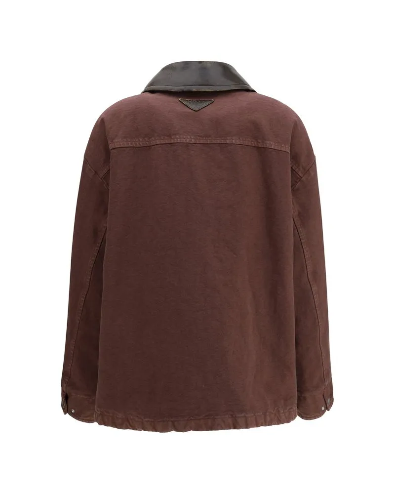 Prada Women Brown Cotton Coat Clothing Brown