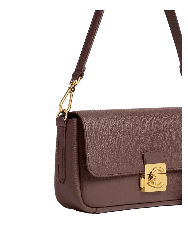 Coccinelle Women's Shoulder Bag Berry Grained Leather - Shoulder-Bags Brown