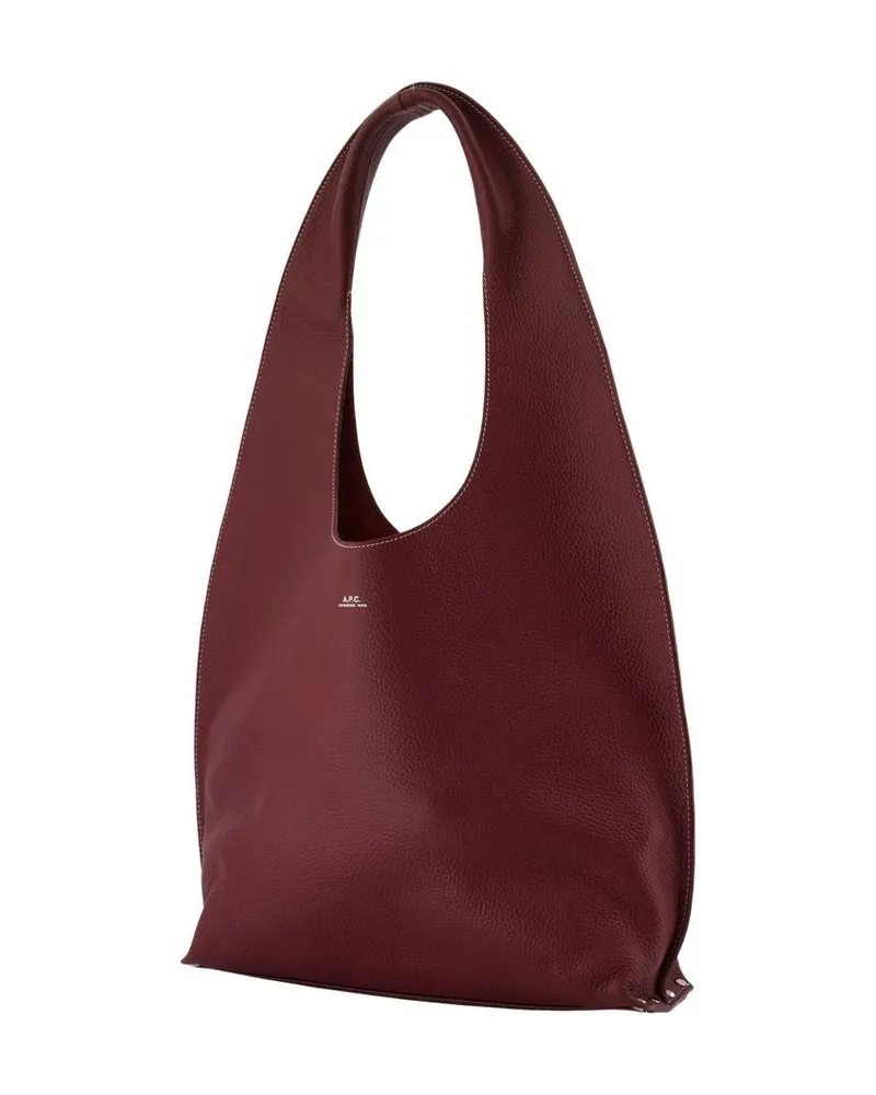 A.P.C. Women's Le Neige Clou Shoulder Bag -  Leather Burgundy Cowhide Shoulder-Hobo-Bags Burgundy