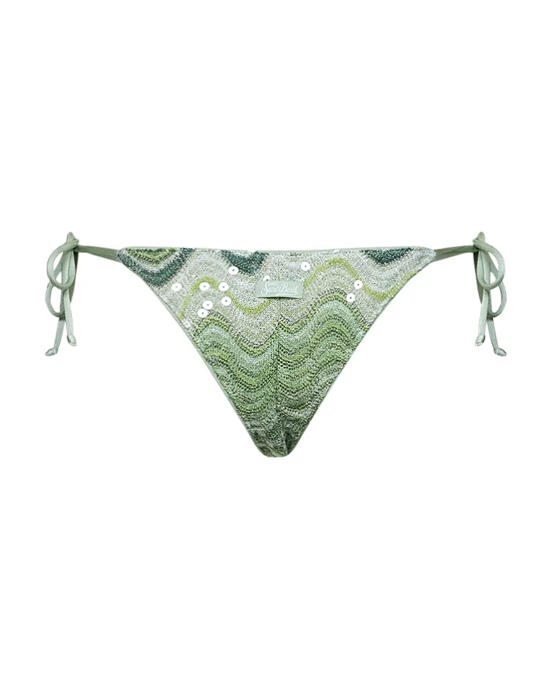 MC2 Saint Barth Women's Bikini Bottom Marielle Green Sequin Knit Viscose Swimwear Sea Clothing Green