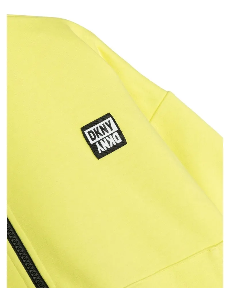 DKNY Short-Sleeve Zipped Cotton Cardigan — Yellow Yellow