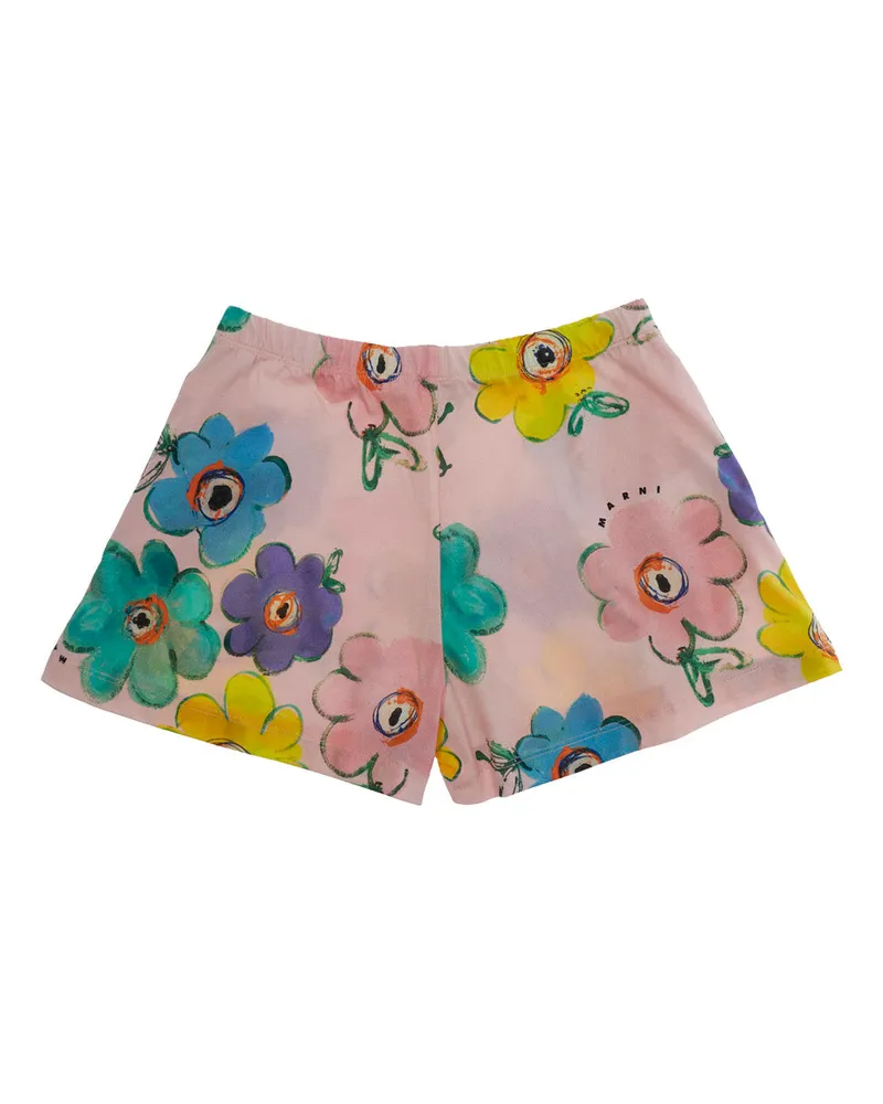 Marni Girls' Shorts Multicolour Floral Cotton Pink