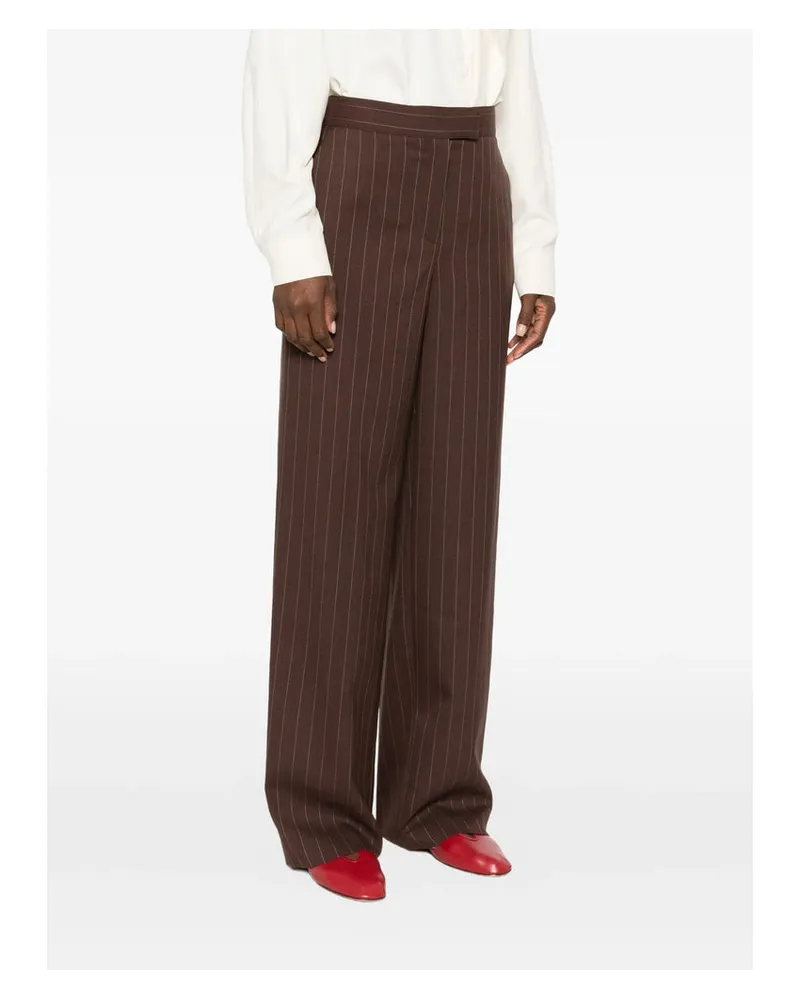 LARDINI Pinstriped Tailored Trousers — Brown Brown