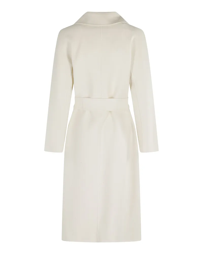 Max Mara Women's Long Wrap Coat Cles White Virgin Wool White