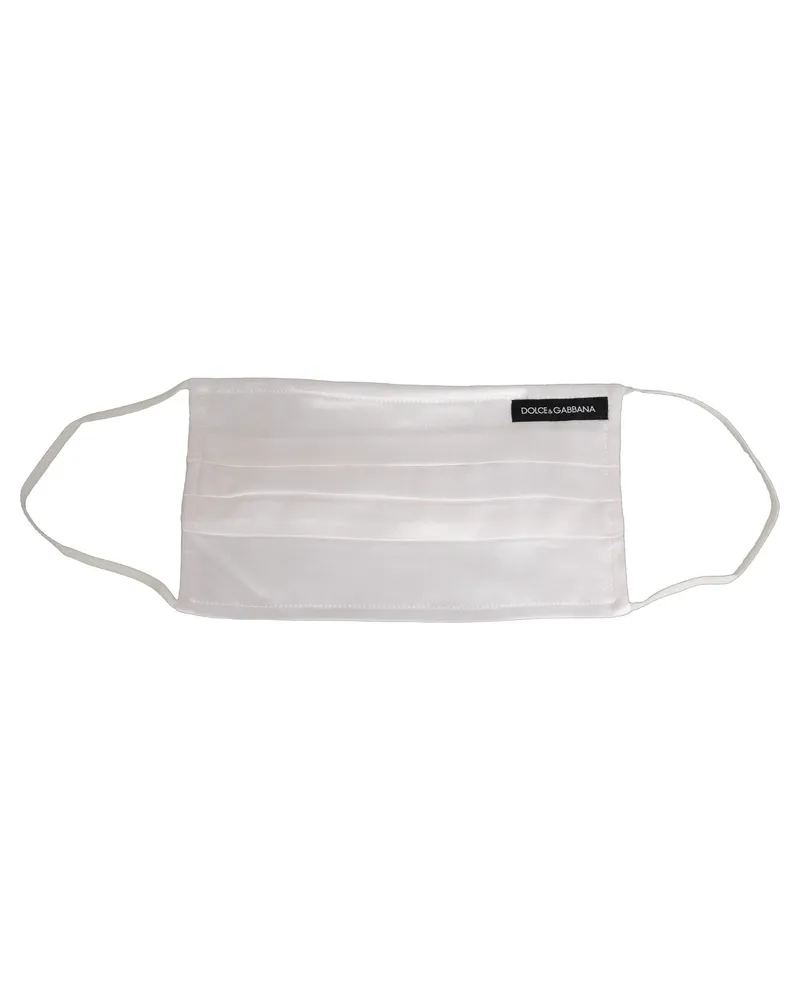 Dolce & Gabbana Silk Pleated Face Mask — White White