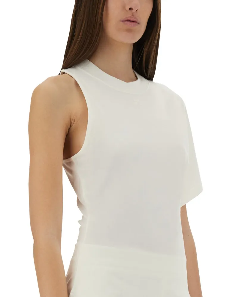 Courrèges One-Shoulder Cotton T-Shirt — White White