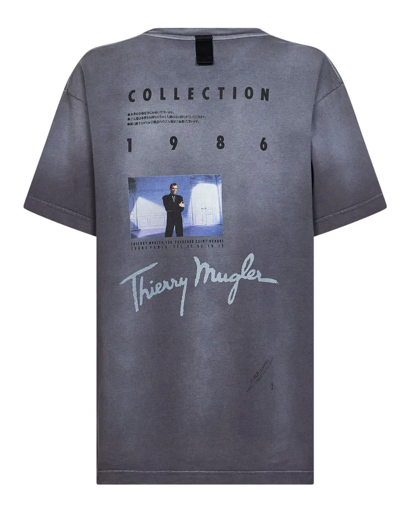 Thierry Mugler Women's T-Shirt Cotton Jersey Grey T-Shirts & Jerseys Gray