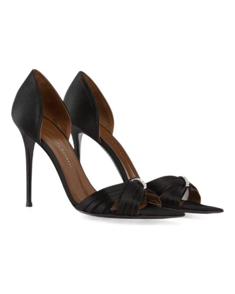 Giuseppe Zanotti Satin Open-Toe Crossover Stiletto Sandal — Black Black