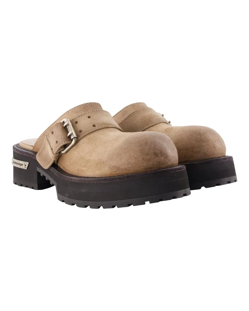 Balenciaga Women's Venom Mules -  Leather Brown Calfskin Shoes Brown