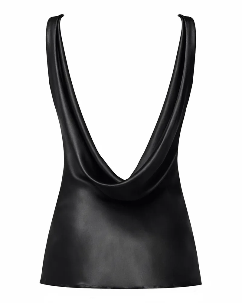 Nina Ricci Draped Silk Blouse — Black Black