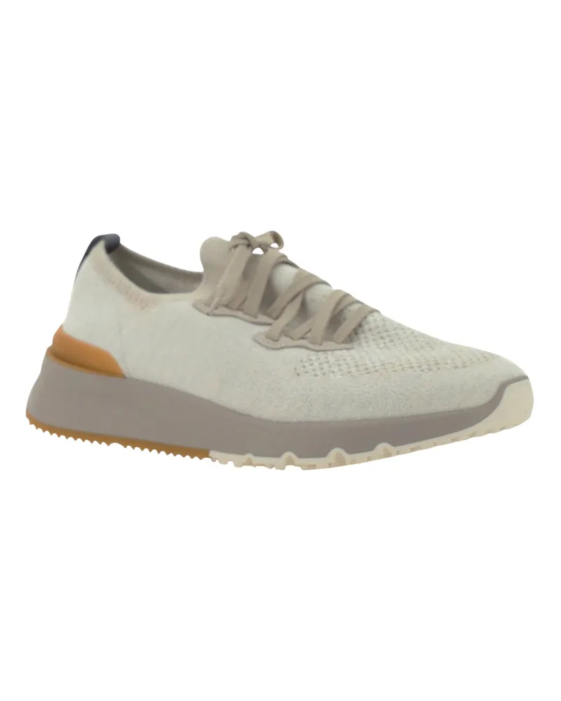 Brunello Cucinelli Men's Cotton Sneakers Panama+latte+calcare+alpaca-Panama-Ambra Panama+latte+calcare+alpaca/panama/ambra 