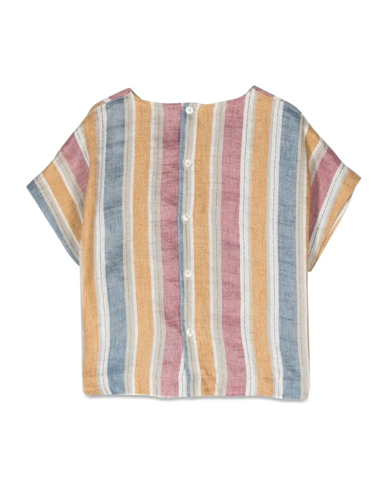 Il Gufo Striped Linen Blend Blouse — Multicolor Multicolor