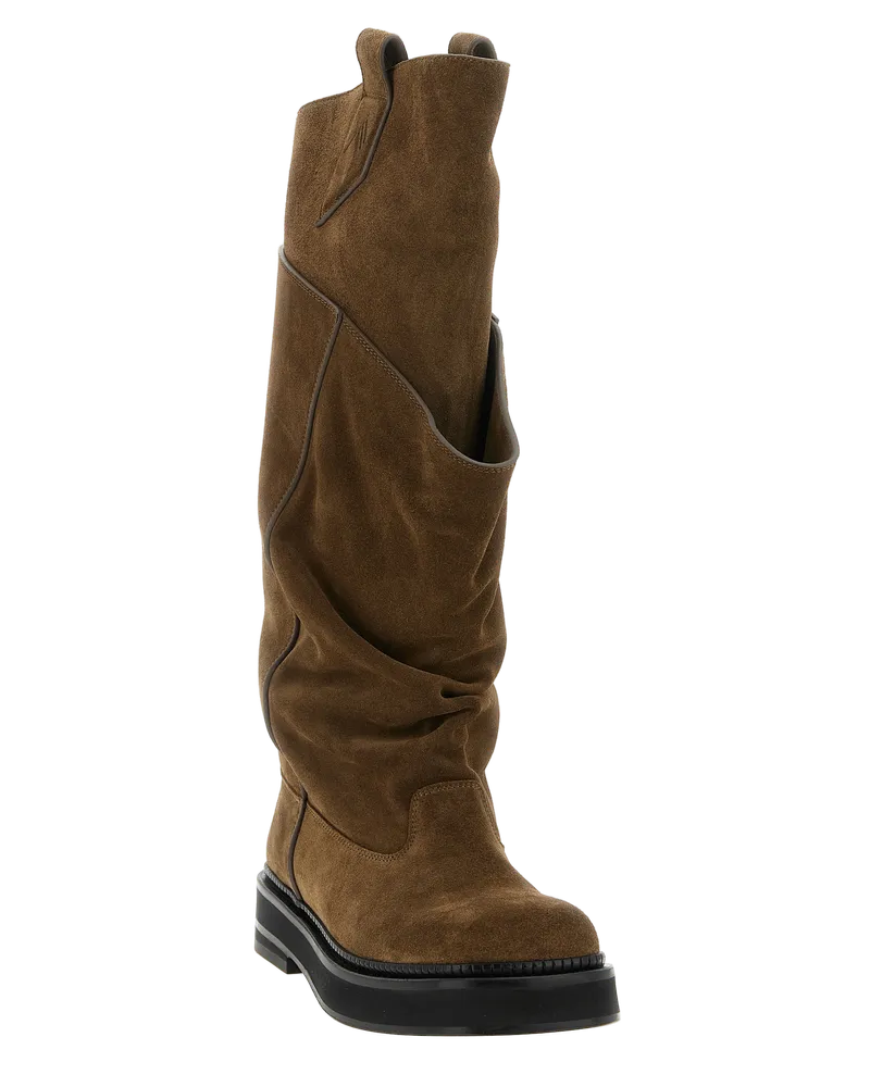 ATTICO Women's Brown Calfskin Over The Knee Shoe Brown
