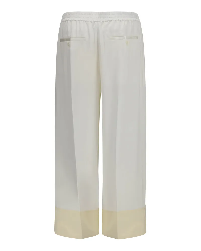 Totême Women's Pants Satin Drawstring White Viscose Trousers White