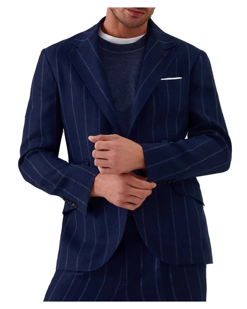 Brunello Cucinelli Men Blue Virgin Wool Coat Clothing Navy