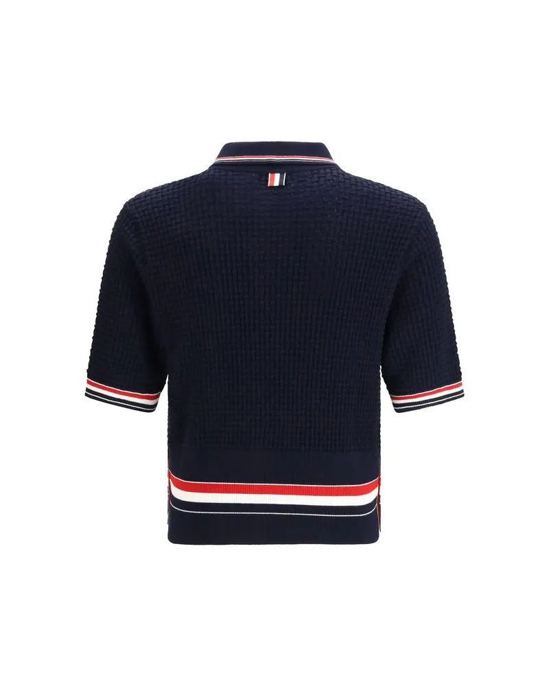 Thom Browne Men's Blue Cotton Polo Shirt Navy