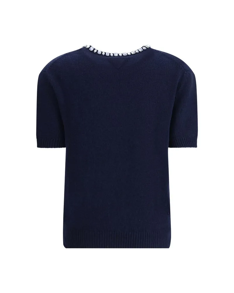 Prada Women Blue Wool Sweatshirt Clothing Navy