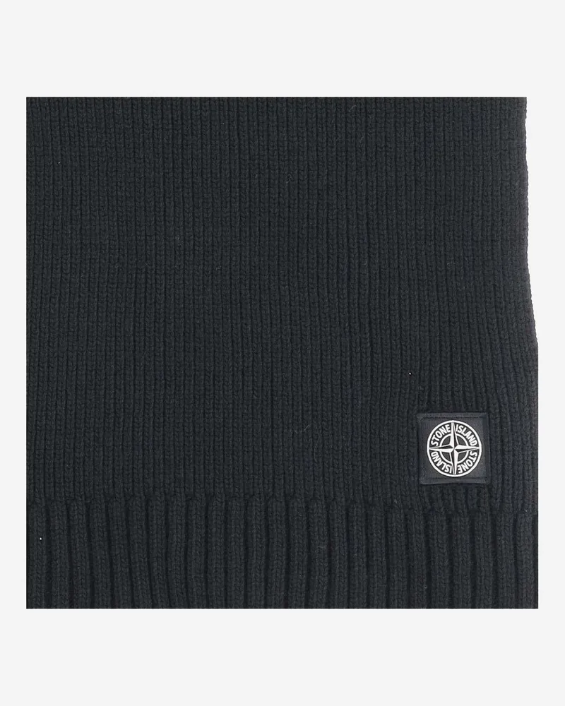 Stone Island Boys' Wool Blend Scarf With Logo Black Scarfs Black