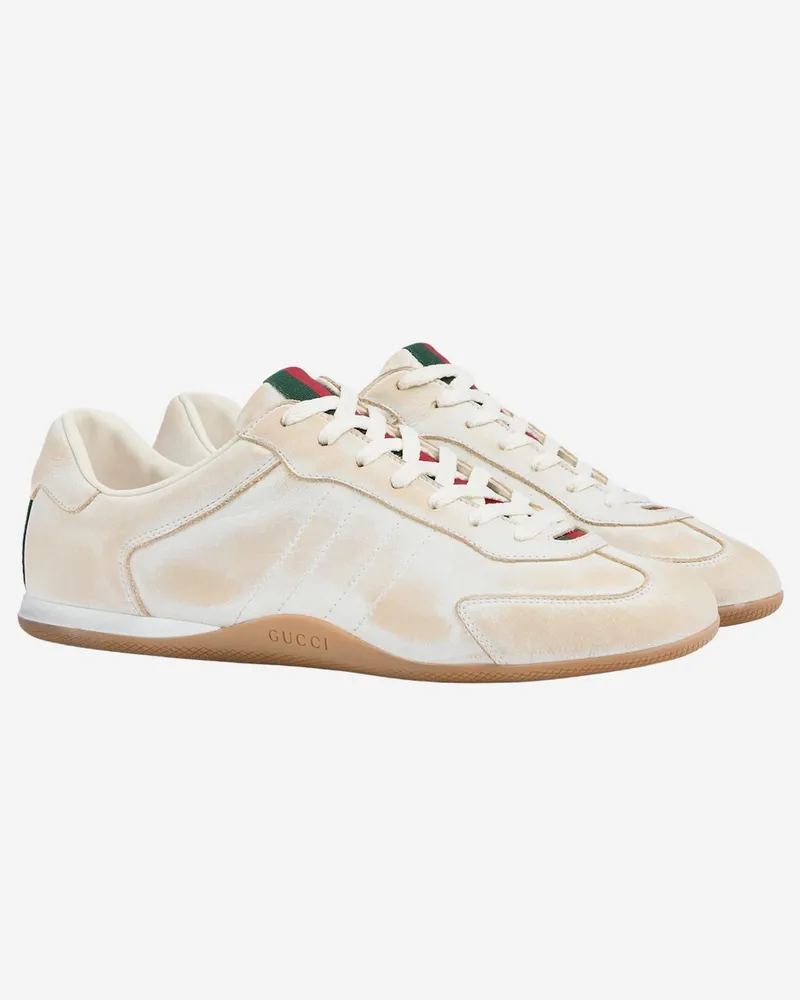 Gucci Women's Shift Sneakers White Leather Trainers White