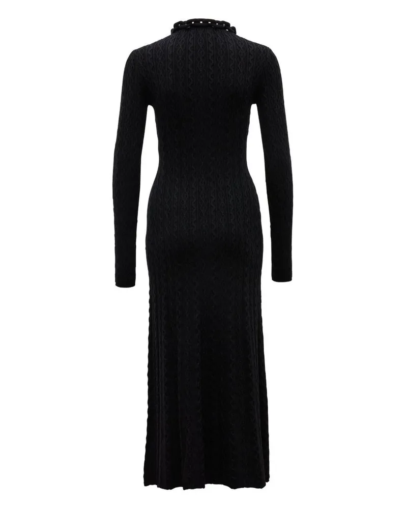 Paco Rabanne Women's Midi Dress Black Wool Black